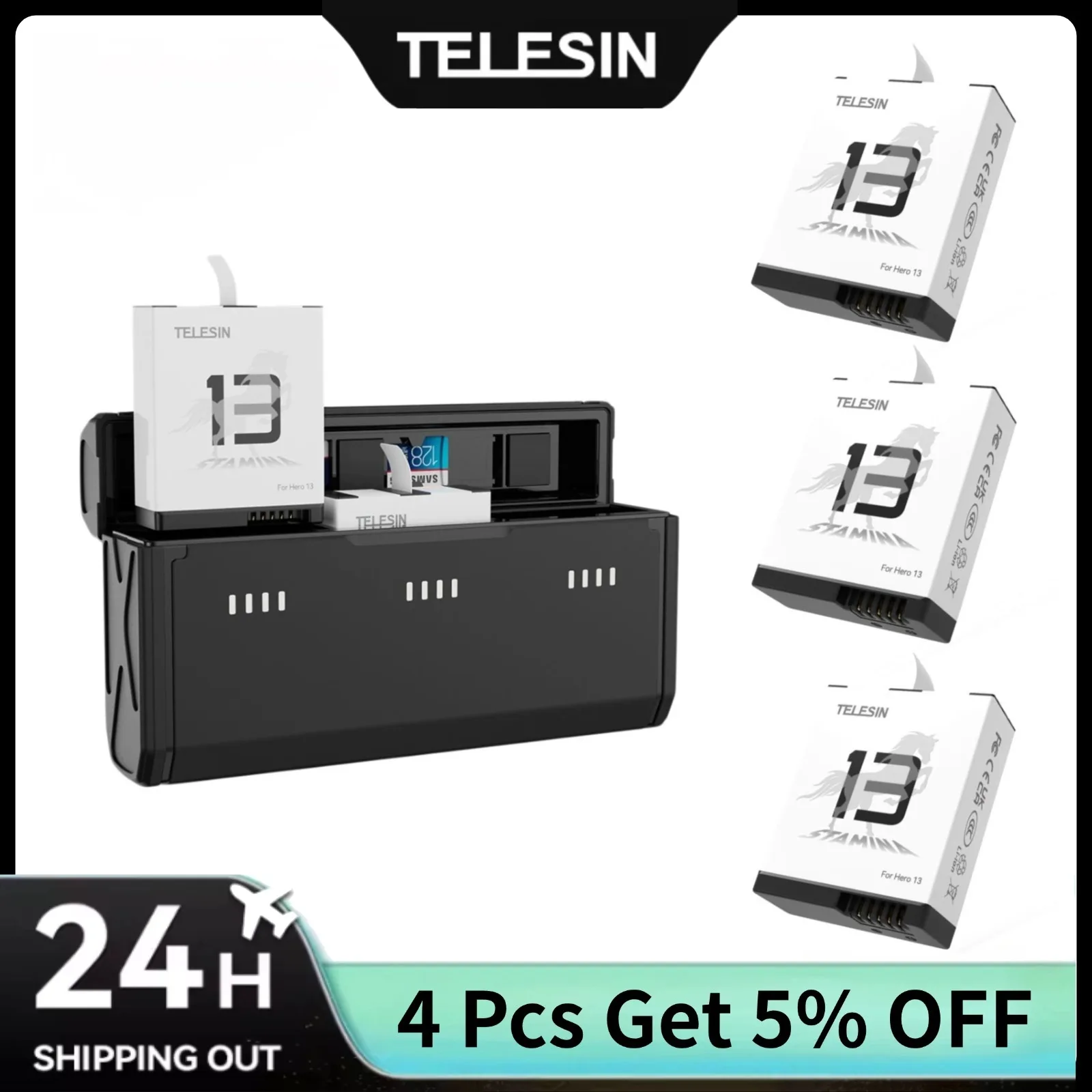 TELESIN Portable Fast Charging - Gopro Action Camera Hero 13 Black recension och pris