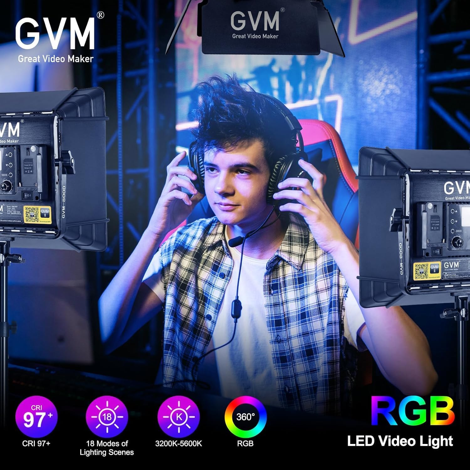 RGB LED Video Lighting Kit, 3- - Video Light Panel Led recension och pris